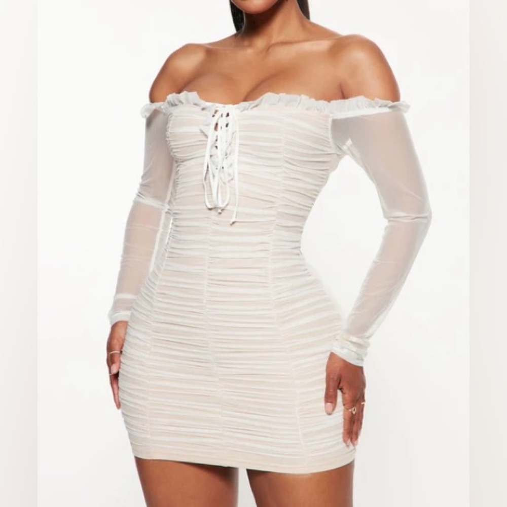 Fashion Nova Maura Mesh Dress - White S